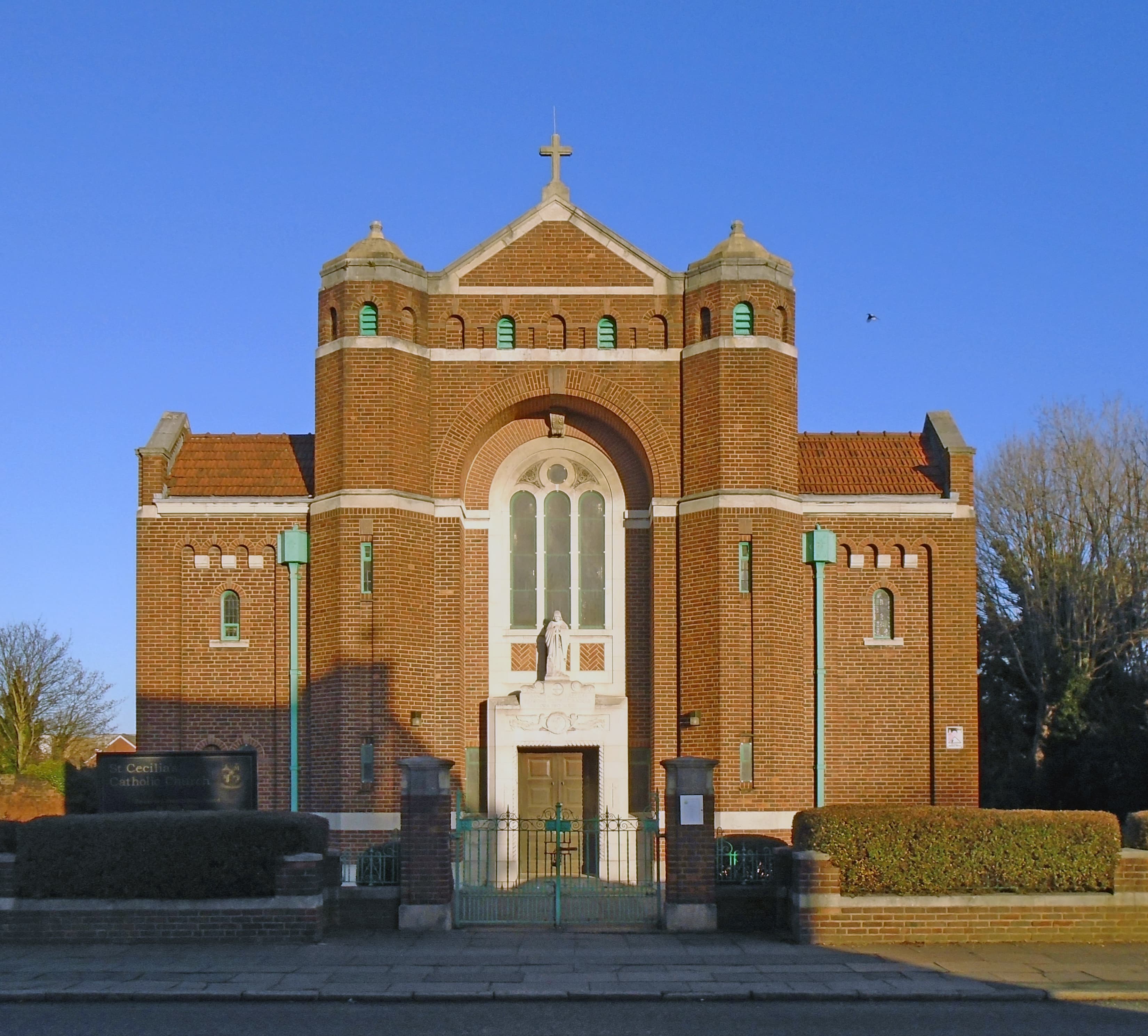 Roman Catholic Church of St Cecilia, including boundary wall, railings, gate piers and gates